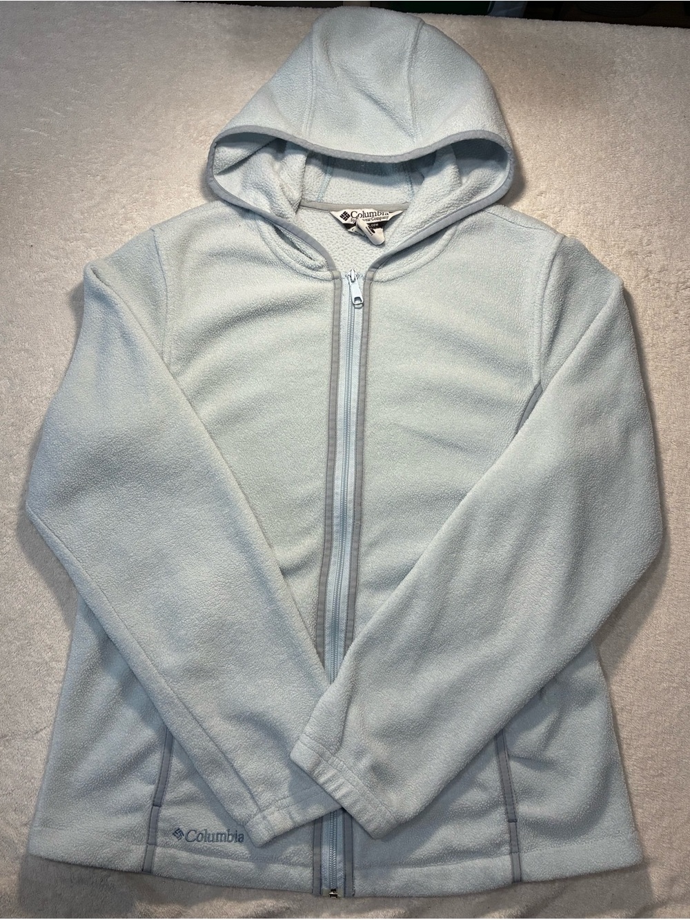 Columbia Light Blue Kids' Hooded Puffer-Style Fleece Jacket